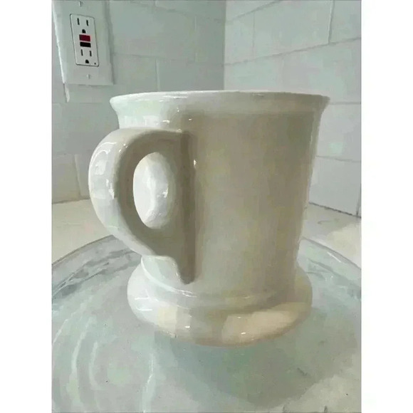 Anthropologie Letter O Initial Coffee Mug White Black Retro Shaving Cup Monogram - Picture 2 of 10